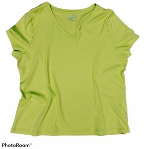 STUDIO WORKS | Lime Green V-Neck Tee | Size XL